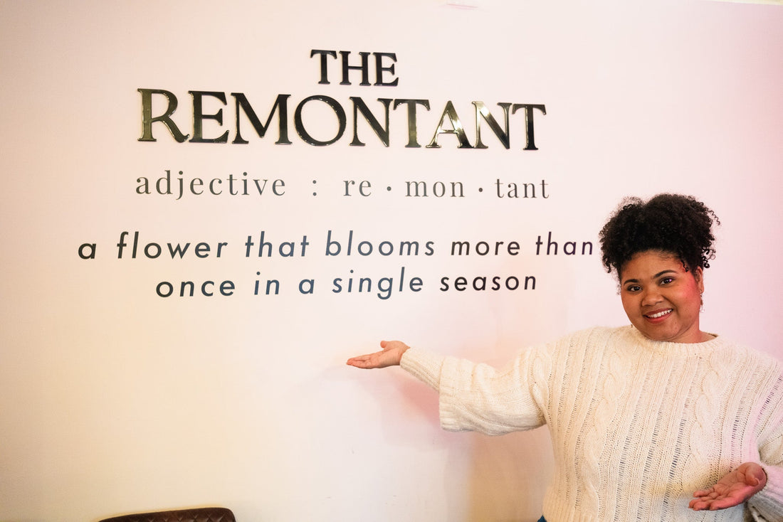 The Remontant pronunciation and meaning sign inside the Kirkland candle shop