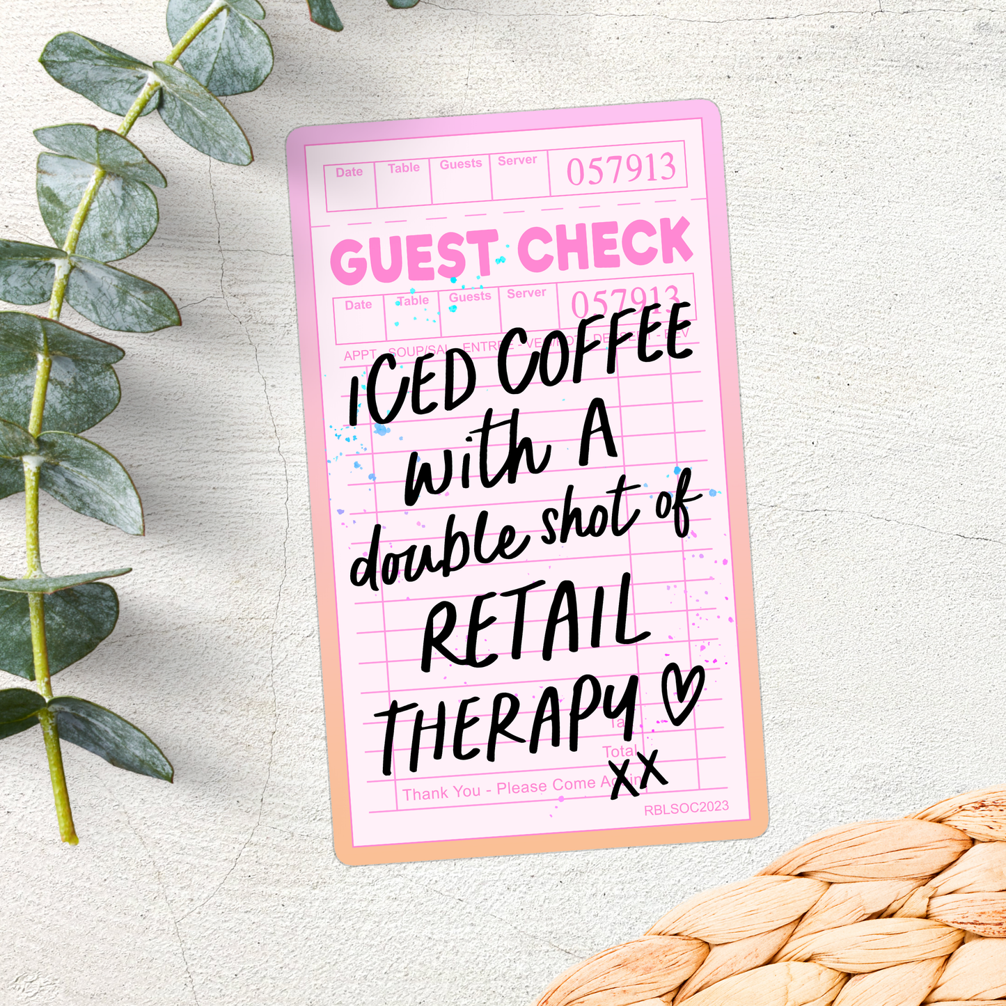 Stickers X Ashley Bexar - " Iced Coffee with A double Shot of Retail Therapy" -Retail Therapy Shopping Waterproof Vinyl Sticker: Yes / Option 1: Loose / Clear