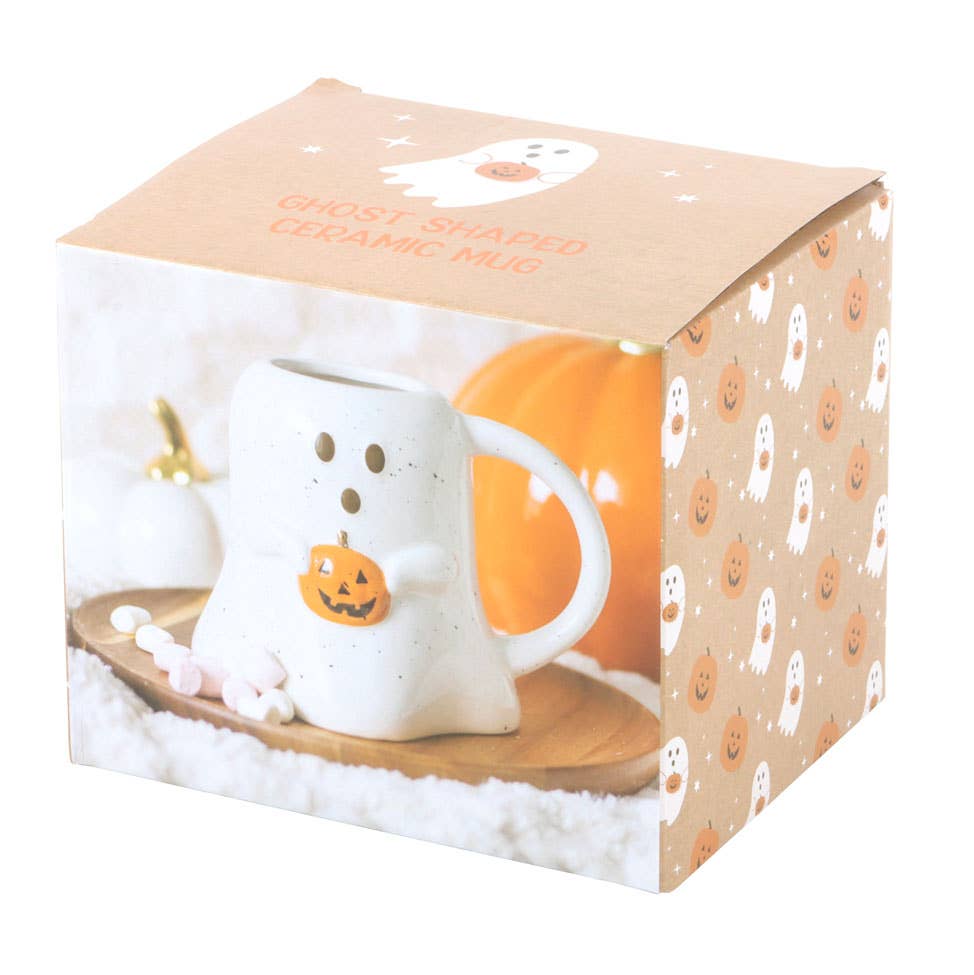 Ghost Shaped Halloween Mug with Pumpkin - Thumbnail 4