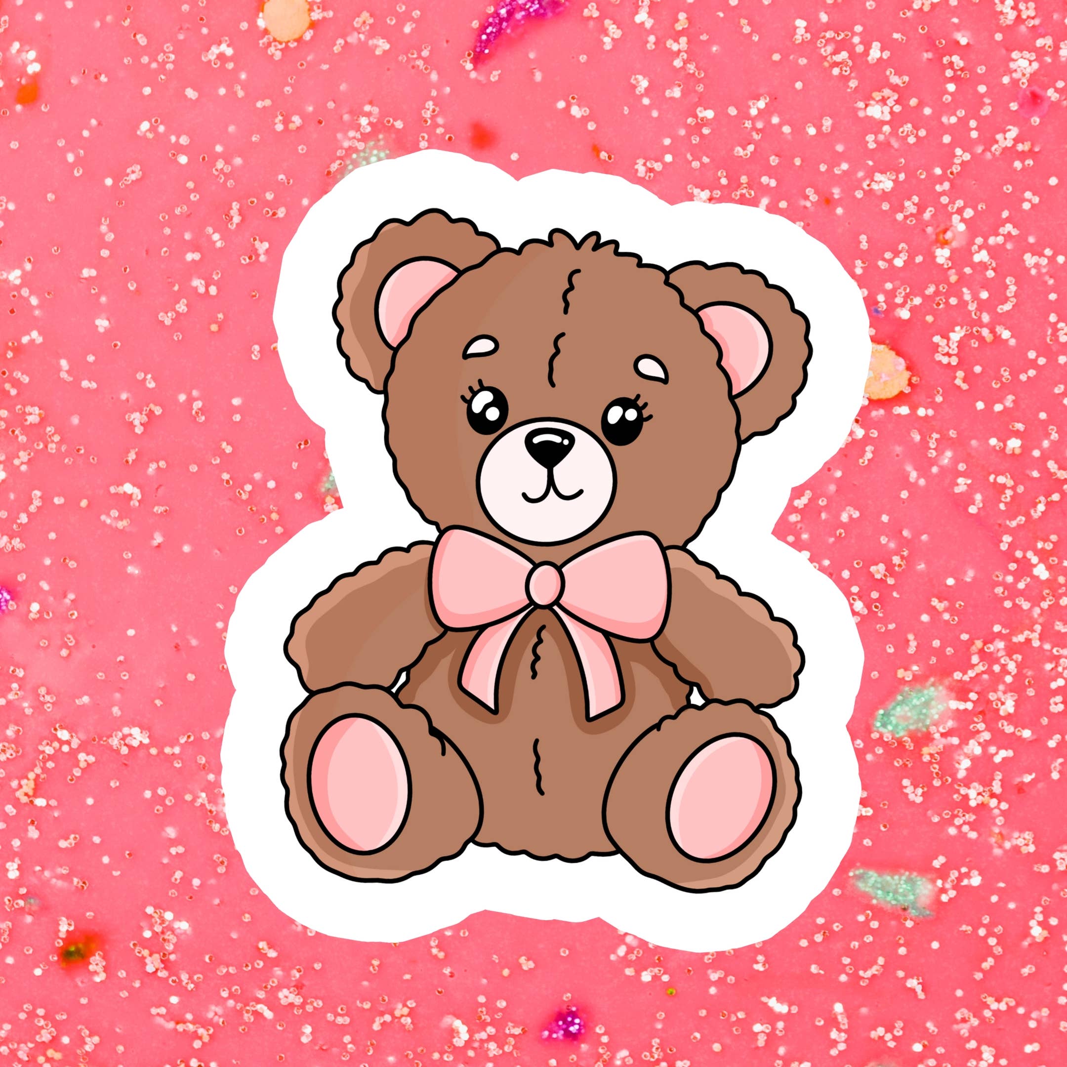 Stickers+ X Ashley Bexar -Pink Bow Teddy Bear - Cute Teddy Bear Girly ...