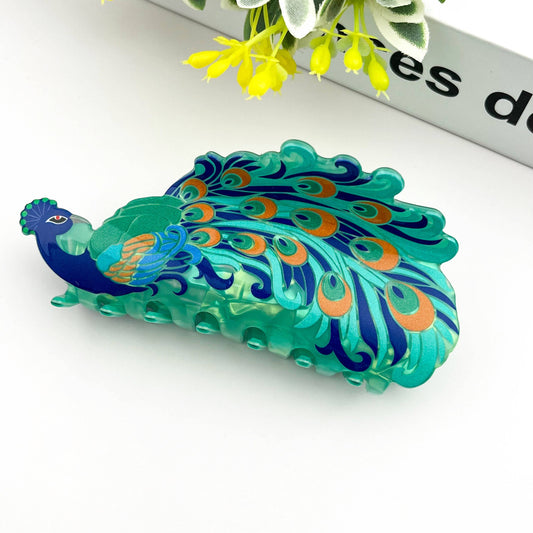 TheDivaSoap - Creative Fashion Peacock Hair Claw Clip – Animal Style: Green