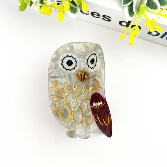 TheDivaSoap - Owl Claw Clip, Large & Mini Hair Clip: Gray