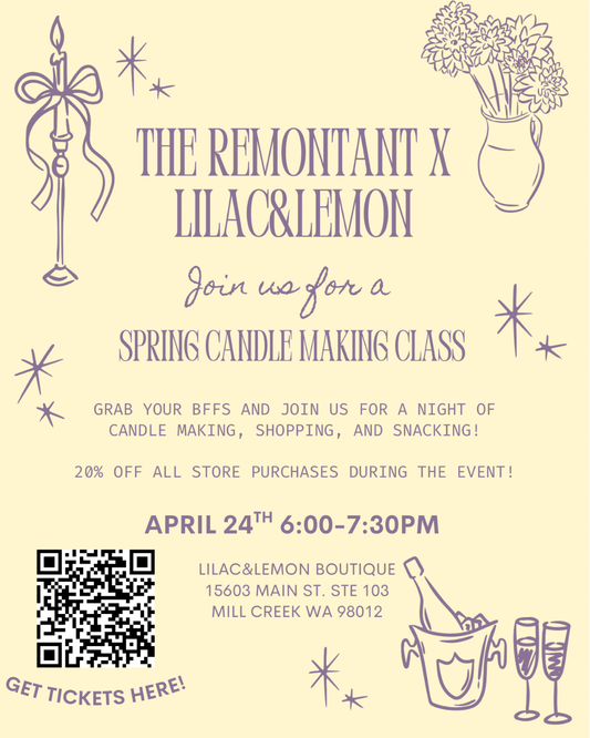 Spring Candle Making Class in Mill Creek WA |The Remontant x Shop Lilac & Lemon Spring Soirée