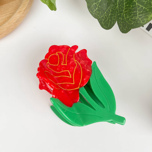 TheDivaSoap - Elegant Rose Hair Clip, Valentine's Day Hair Claw Clip