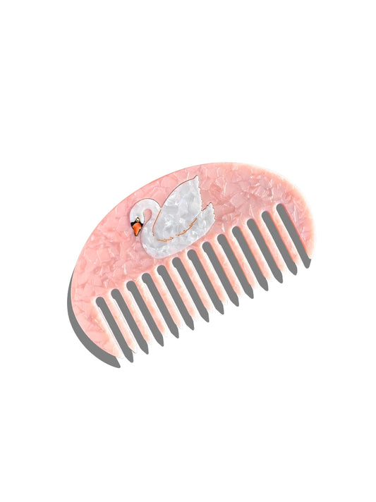 Solar Eclipse - Hand-painted Swan Gua Sha Treatment Hair Comb
