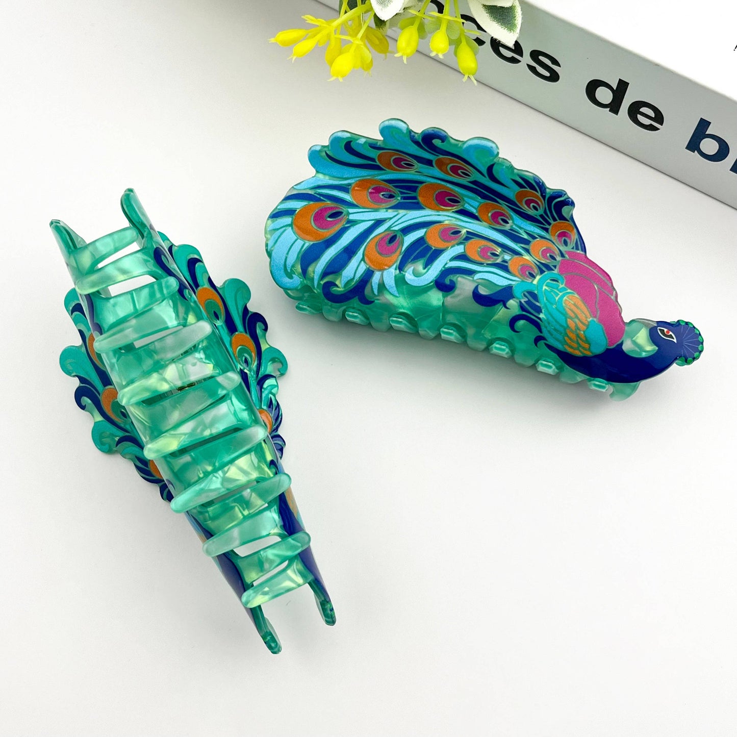 TheDivaSoap - Creative Fashion Peacock Hair Claw Clip – Animal Style: Green