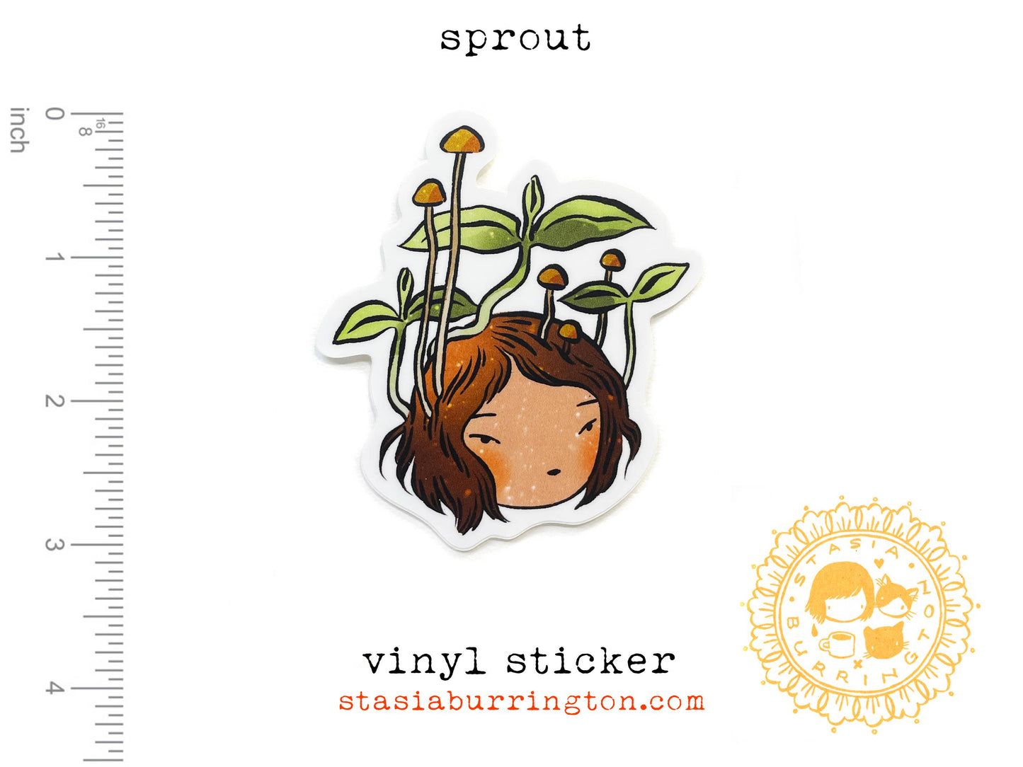 Stasia Burrington Illustration - Vinyl Sticker - Sprout - little seedling girl