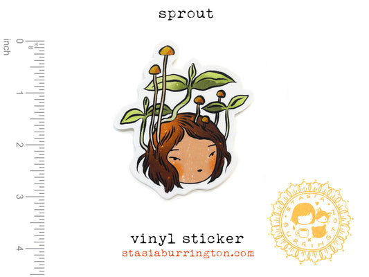 Stasia Burrington Illustration - Vinyl Sticker - Sprout - little seedling girl