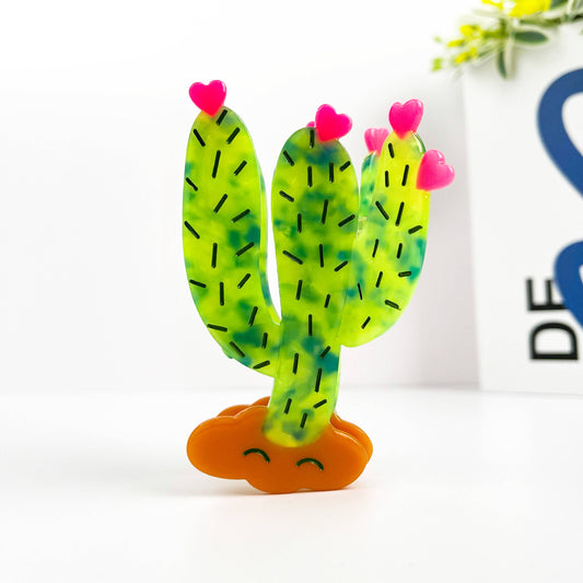 TheDivaSoap - Green Cactus Hair Clip, Acetate Claw Clip