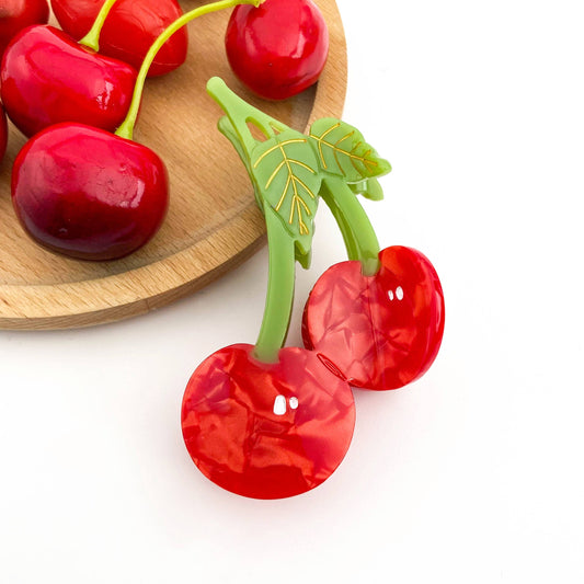 TheDivaSoap - Sweet Red Cherry Claw Clip, Twin Cherries Hair Clip