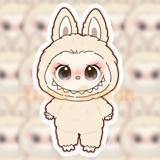 Trash Goblin - Cream Labubu Vinyl Sticker