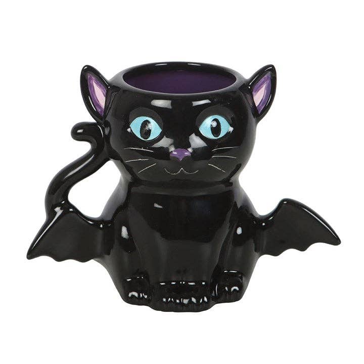 Cute and Creepy Gothic Bat Cat Halloween Mug