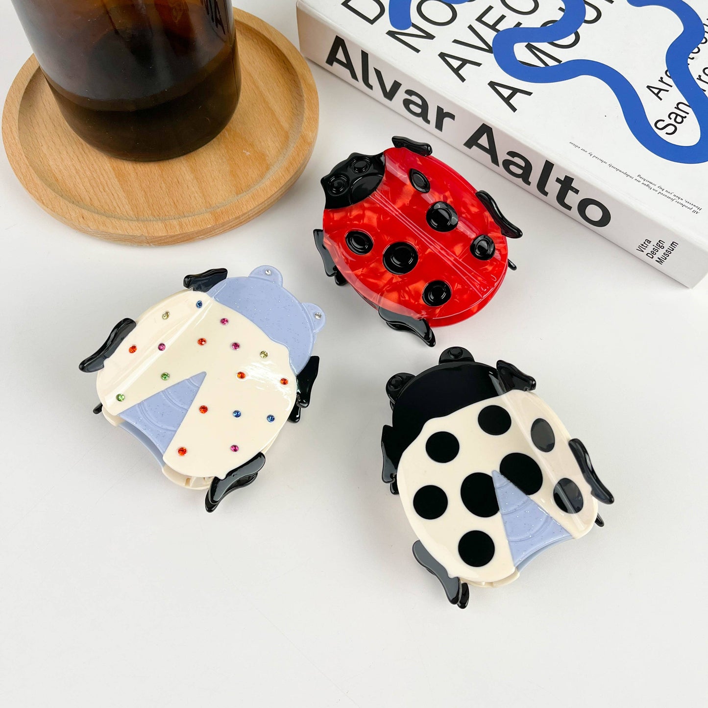 TheDivaSoap - Cartoon Ladybug Hair Clip, Summer Claw Clips: Red