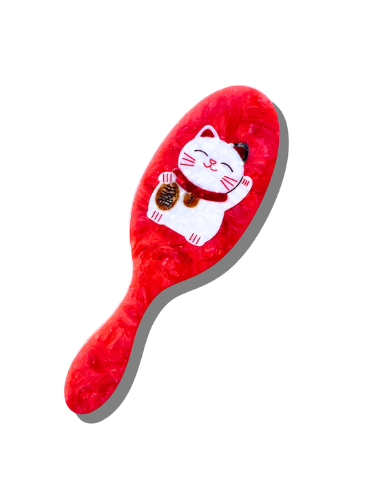 Solar Eclipse - Hand-painted Lucky Cat Amazing Hair Day Brush | Eco-Friendly
