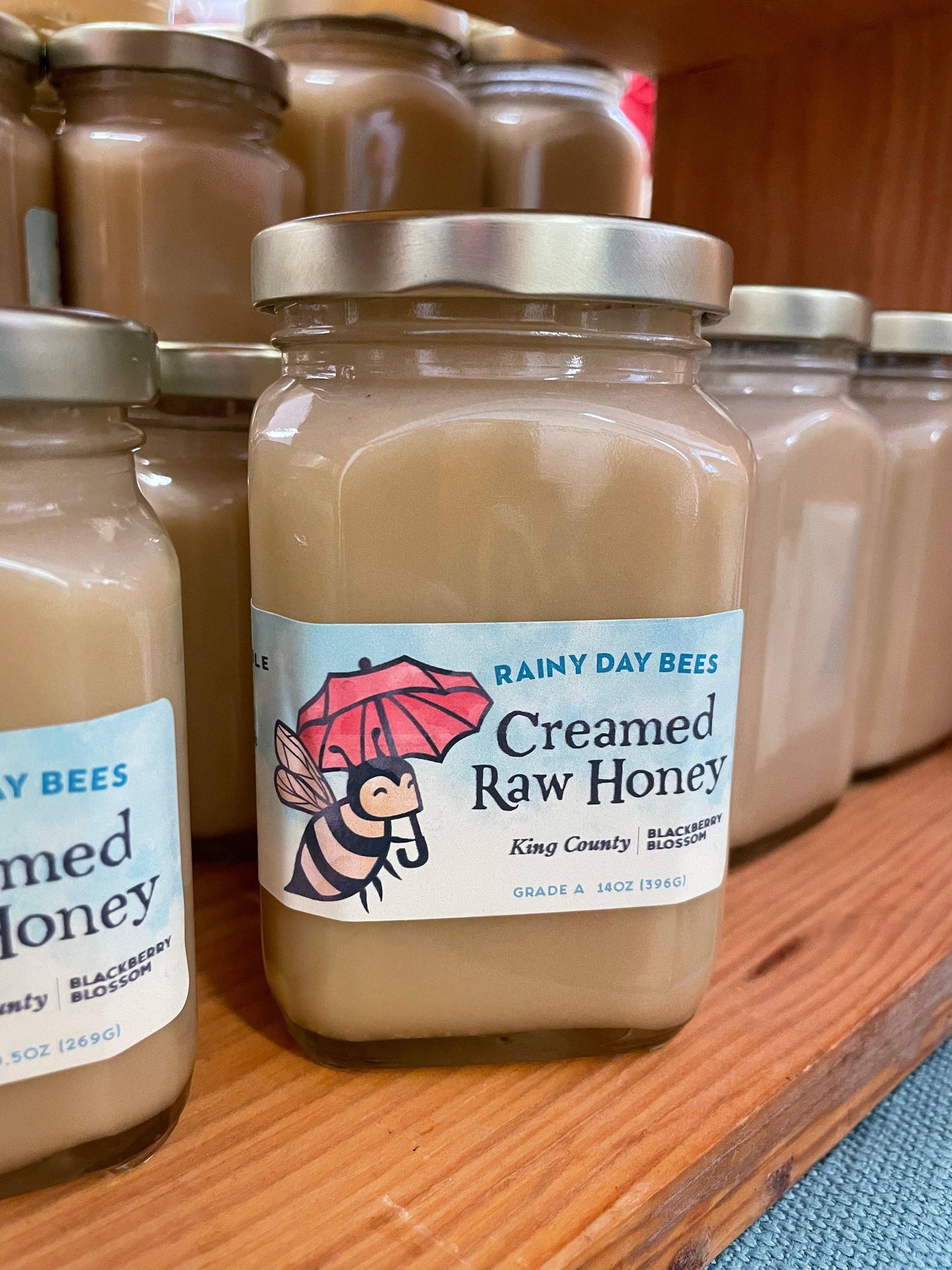 Rainy Day Bees - Pure Puget Sound Creamed Honey: 14 oz Jar / Skagit County Blackberry Blossom