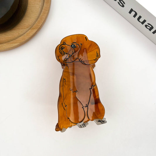 TheDivaSoap - Brown Dog Series Claw Clip, Shih Tzu Teddy Hair Clip: Teddy