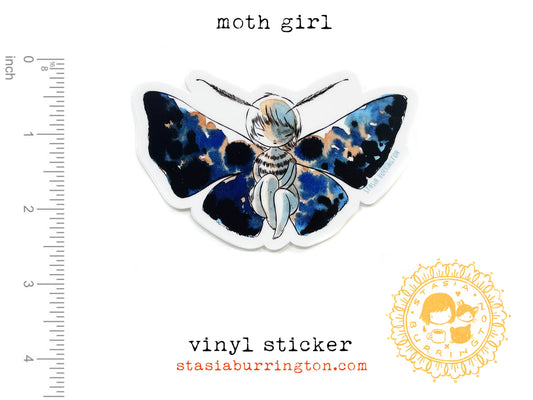 Stasia Burrington Illustration - Vinyl Sticker - Moth Girl - bittersweet entomology