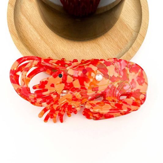 TheDivaSoap - Lobster Claw Clip, Acetate Marine Animal Hair Clip: Red