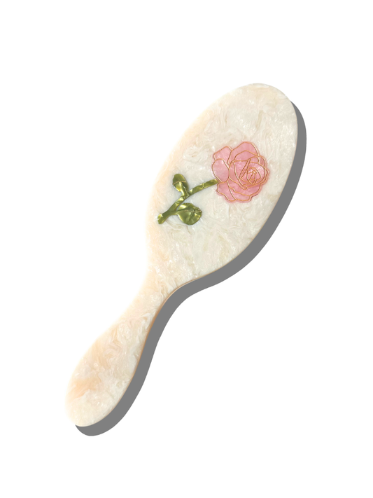 Solar Eclipse - Hand-painted Spring Rose Acetate 2-1 Daily Hair Brush