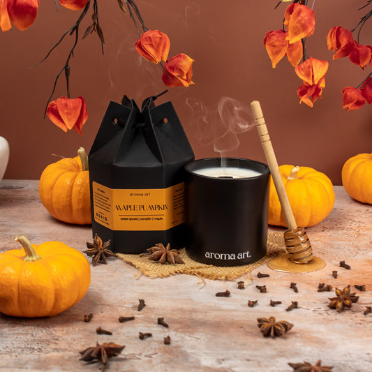 A 7oz crackling wooden wick candle in the scent Maple Pumpkin. Featuring notes of sweet spices, pumpkin, and maple. This cozy candle encapsulates the essence of the season and is the perfect addition to your fall decor.