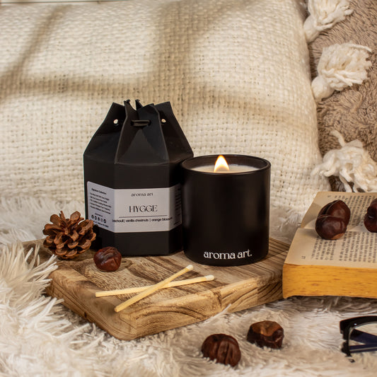 Hygge | Patchouli ~ Vanilla Chestnuts ~ Orange Blossoms| Crackling Wood Wick Gift Candle