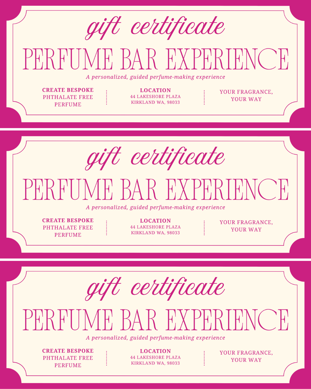Perfume Making Experience Gift Certificate