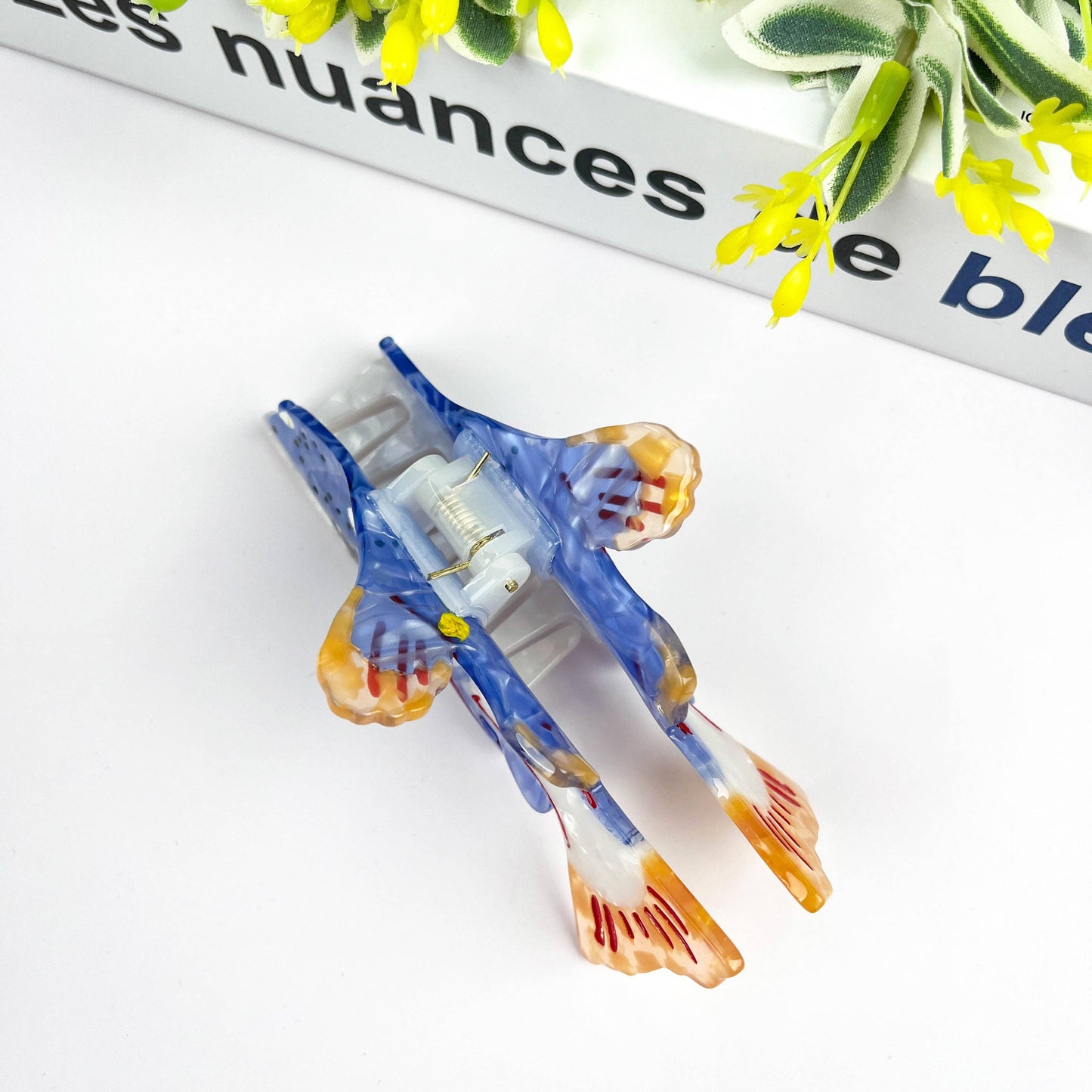 TheDivaSoap - Blue and White Trout Hair Clip,Acetate Fish Hair Claw