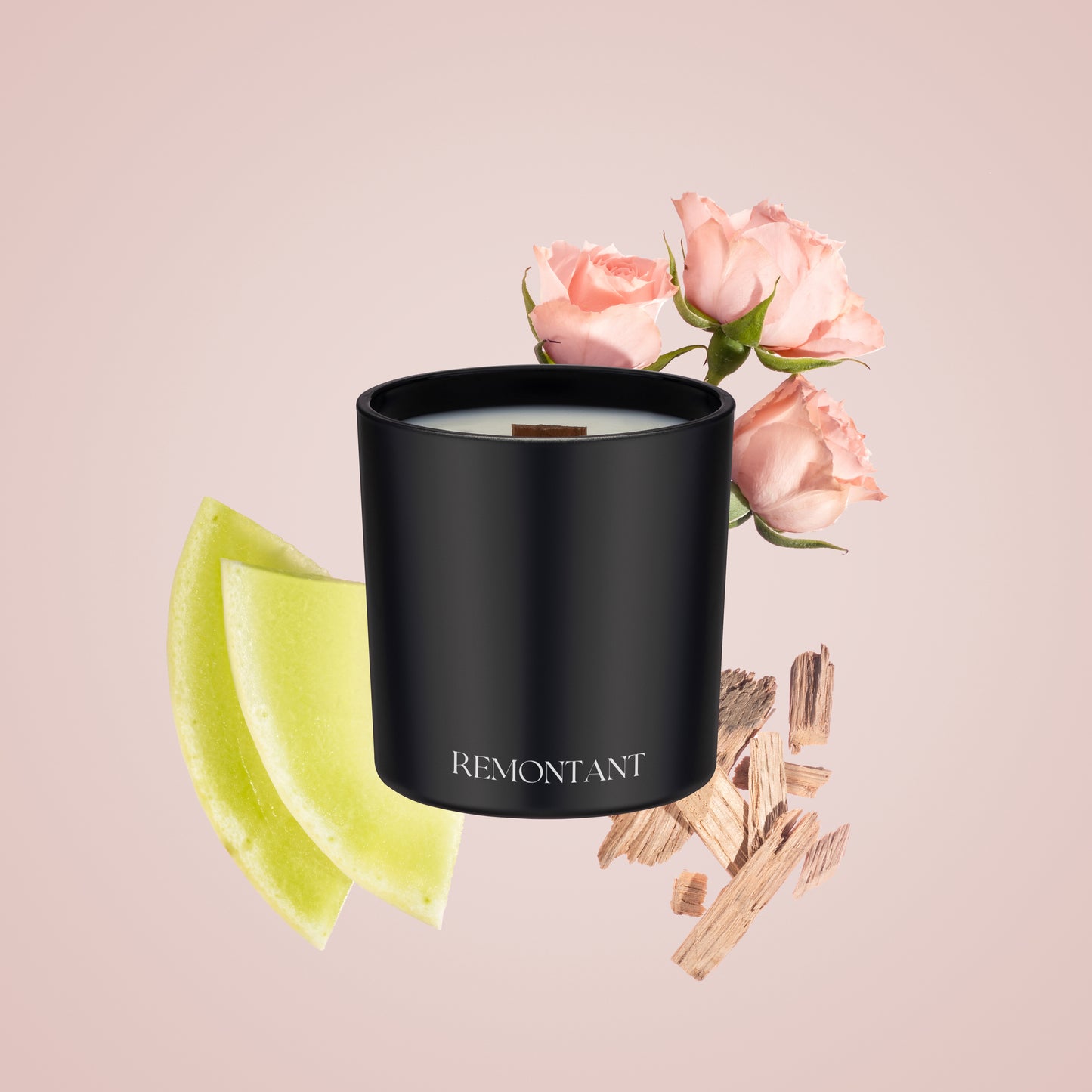 Melon Rose Candle | Honeydew ~ Rose ~ Beechwood | Wood Wick Candle