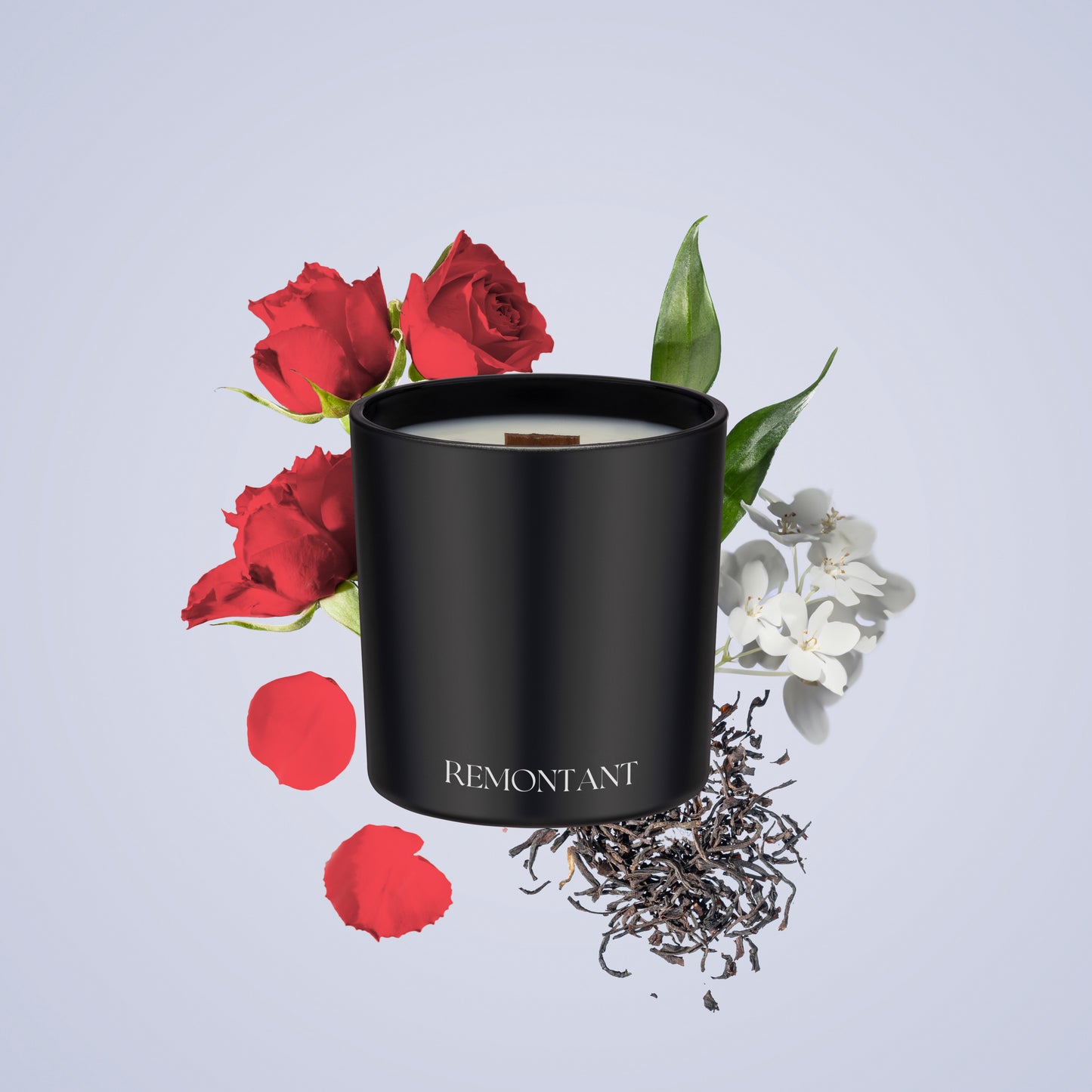 Black Rose Candle | Black Tea ~ Rose ~ Musk | Wood Wick Candle