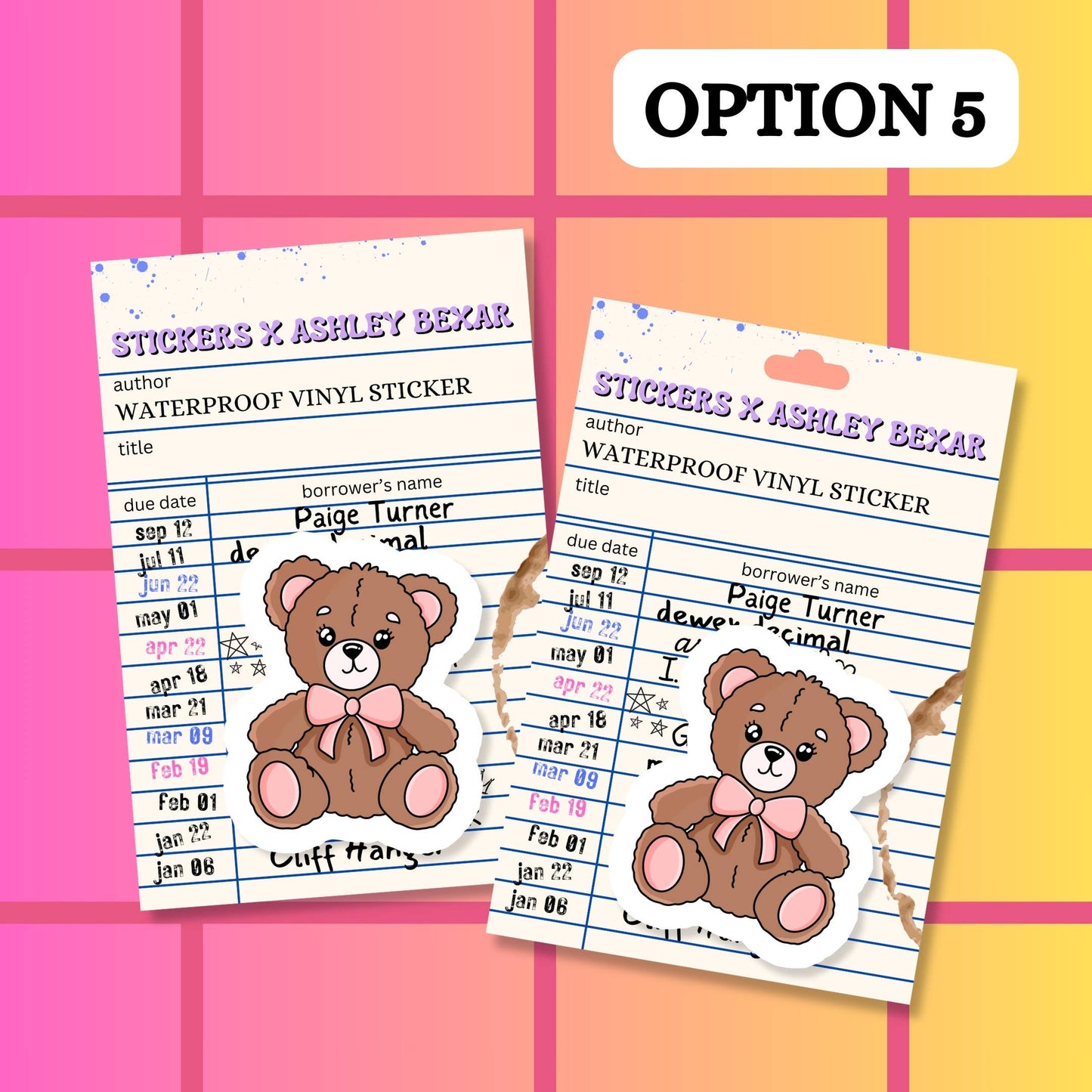 Stickers+ X Ashley Bexar -Pink Bow Teddy Bear - Cute Teddy Bear Girly Waterproof Vinyl Sticker: Matte / I want LOOSE stickers