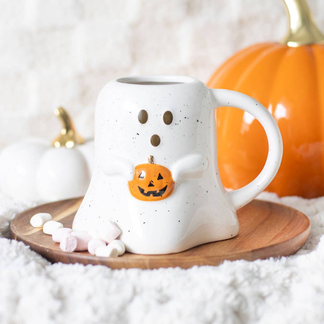 Ghost Shaped Halloween Mug with Pumpkin - Thumbnail 2