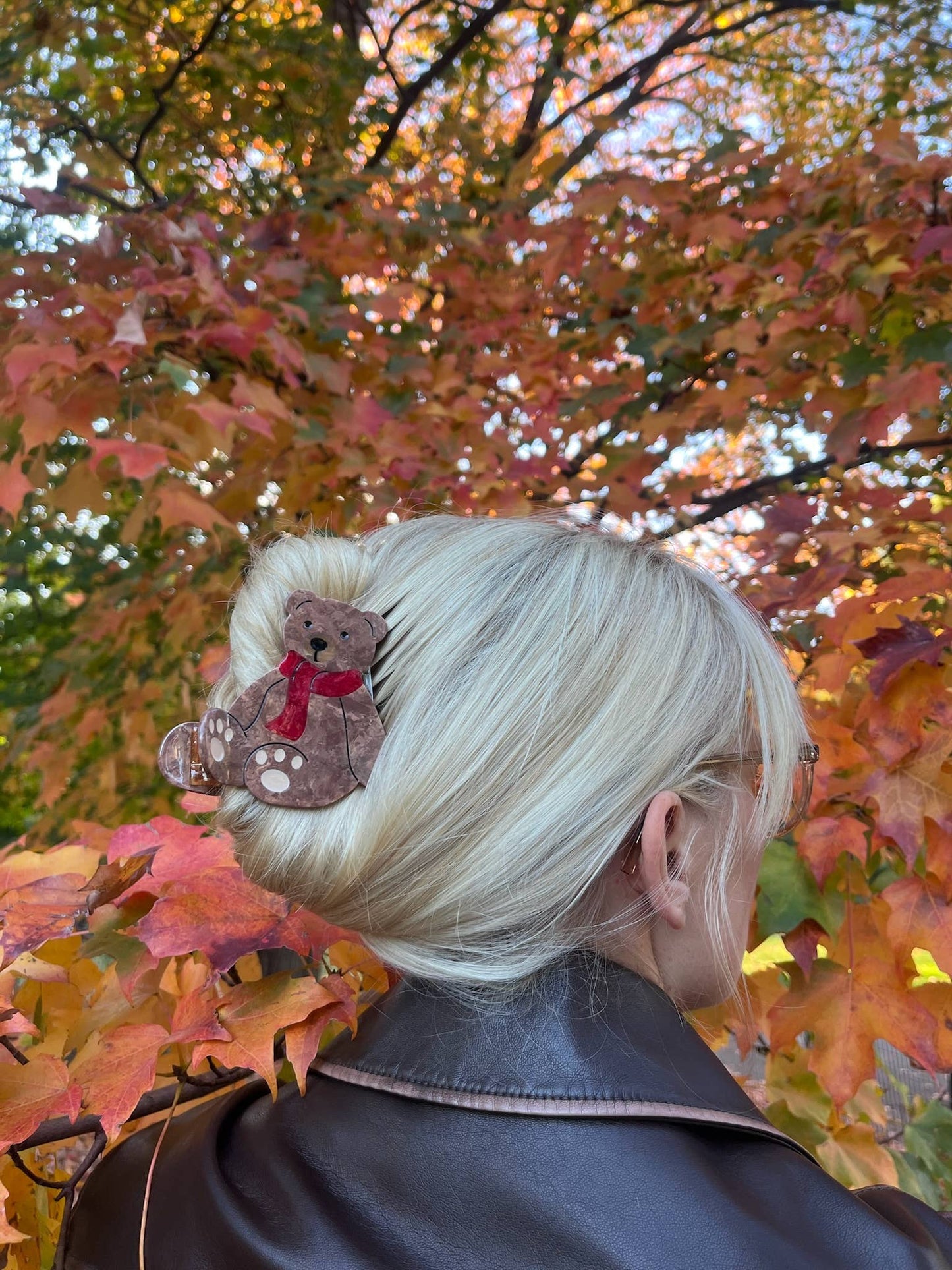 Solar Eclipse - Hand-painted Teddy Bear Claw Hair Clip | Eco-Friendly