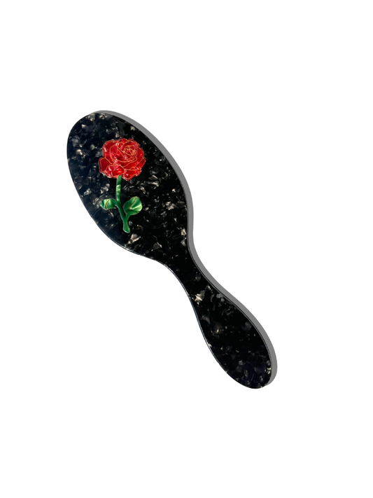 Solar Eclipse - Hand-painted Rose Stem Acetate Hair Brush Limited Edition