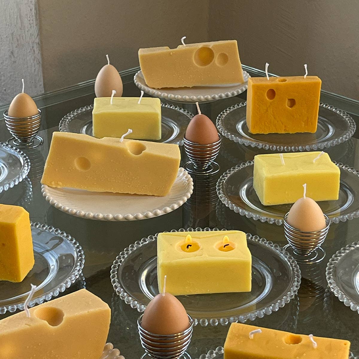 Scandles - Swiss Cheese Candle: Yellow / Unscented (Natural Soy) / Single Cheese