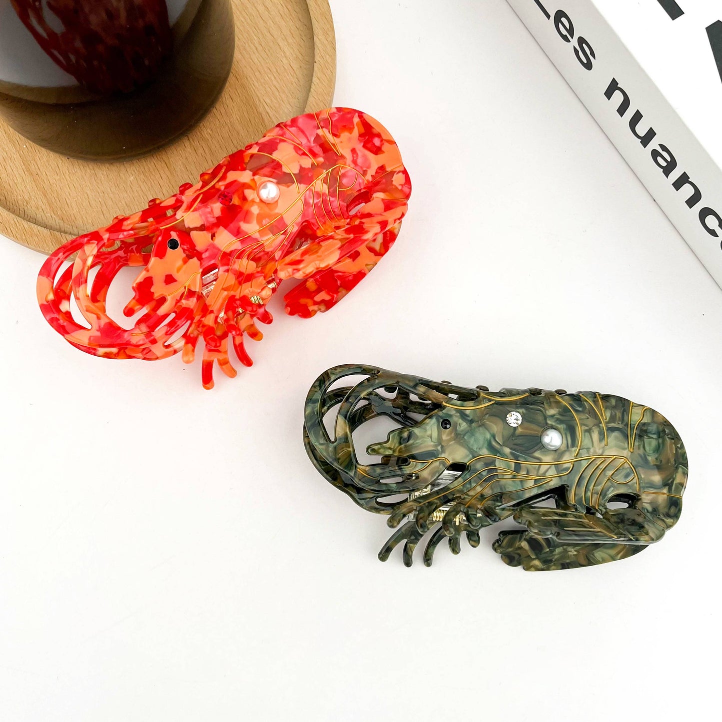 TheDivaSoap - Lobster Claw Clip, Acetate Marine Animal Hair Clip: Red