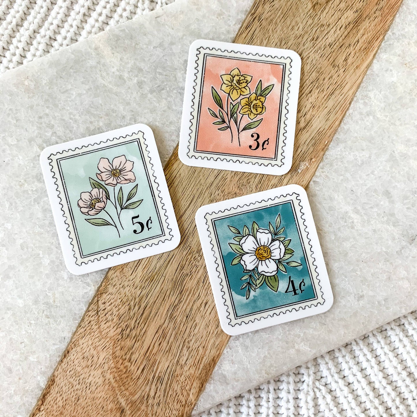 Elyse Breanne Design - Pink Floral Stamp Sticker 2x1.75in
