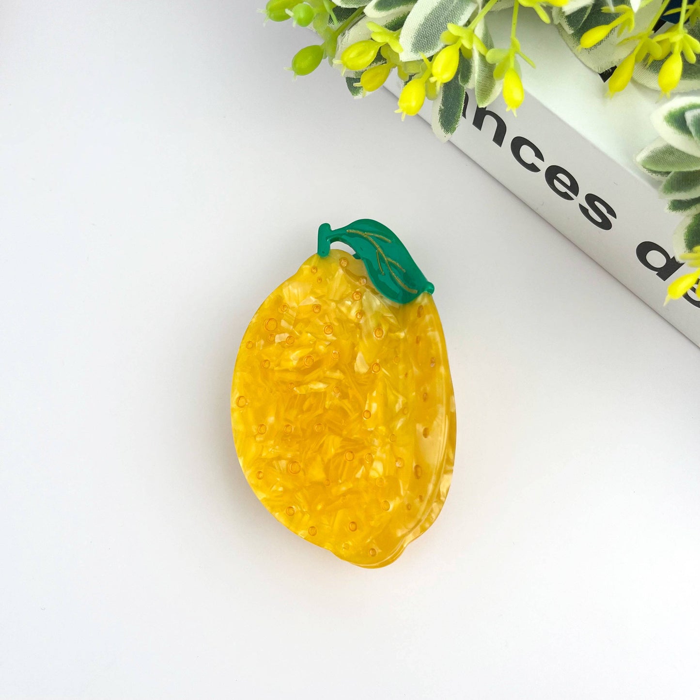 TheDivaSoap - Acetate Yellow Lemon Hair Claw Clip, Women's Fruit Hair Clip