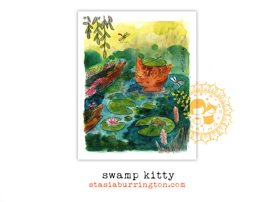Stasia Burrington Illustration - 8 x 10" print - Swamp Kitty