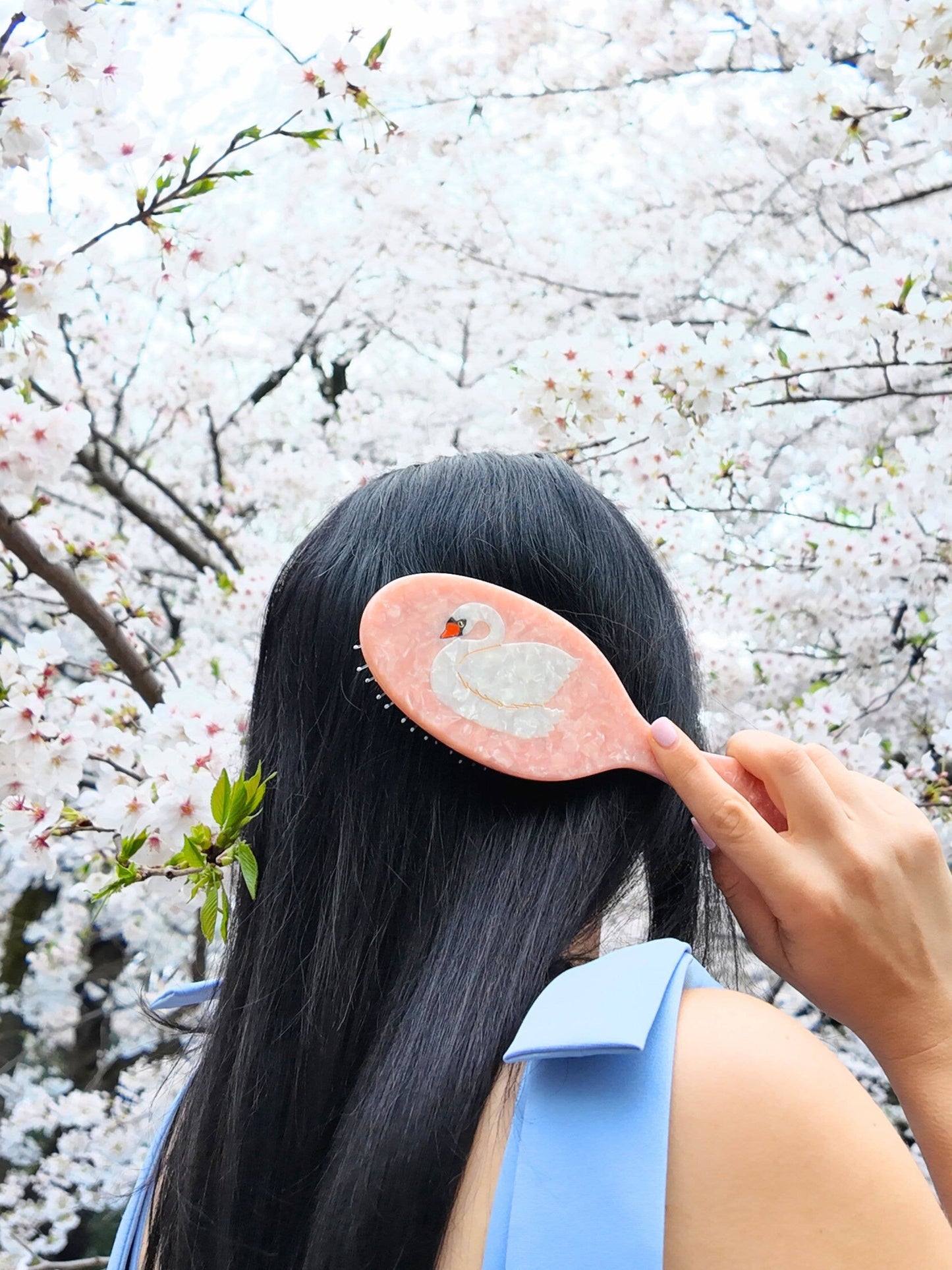 Solar Eclipse - Hand-painted Swan Great Hair Brush | Eco-Friendly